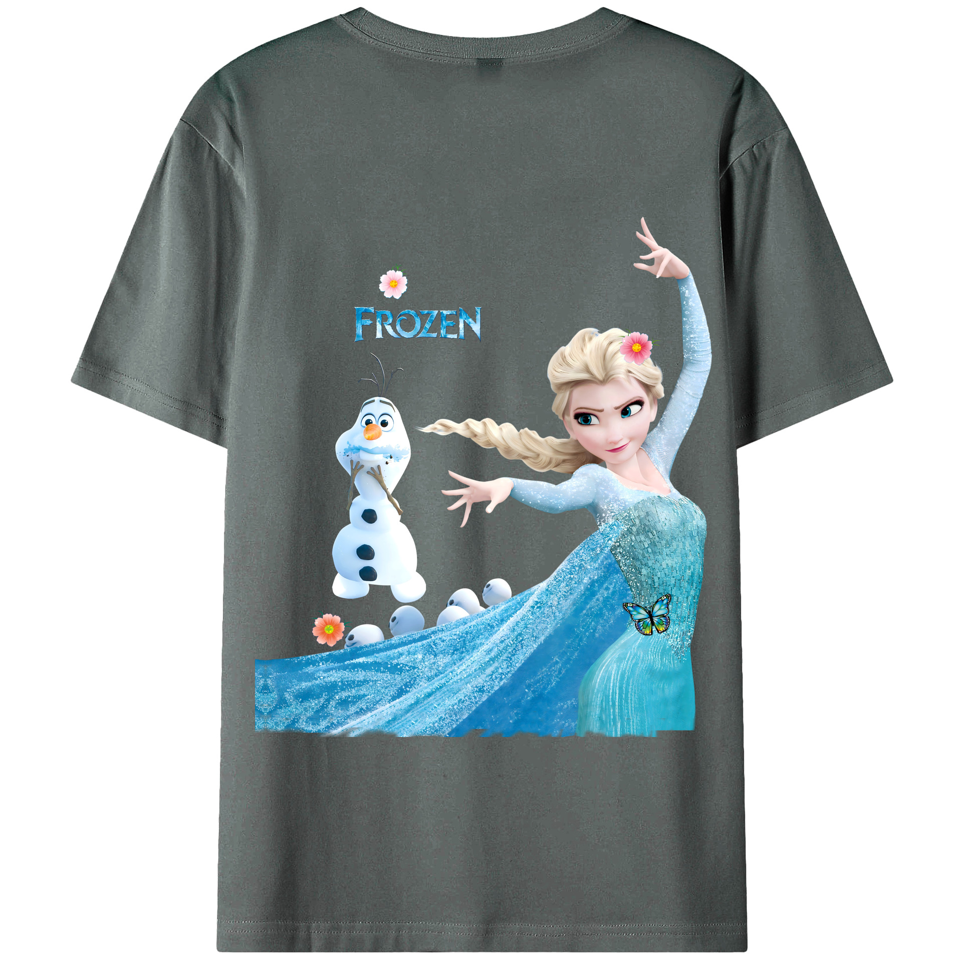 （画像用） アナと雪の女王 アンナ エルサ Frozen Anna Elsa 綿100％半袖Tシャツ（背面プリント）